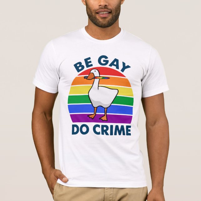 Camiseta Seja Gay Do Crime Goose Color Rainbow Knife (Frente)