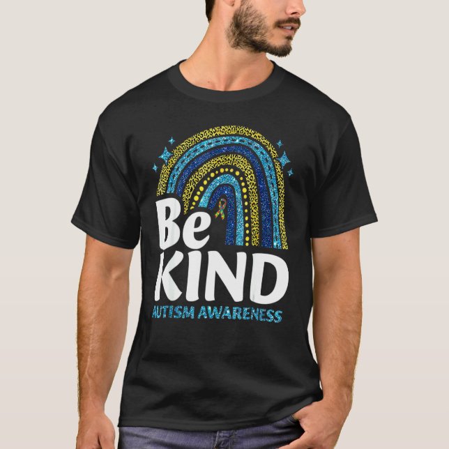 Camiseta Seja Gentil Arco-íris Conscientização do Autismo E (Frente)