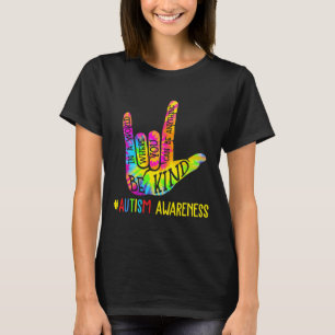 Camiseta Seja Gentil Asl Amor Linguagem de Sinais Mão Autis