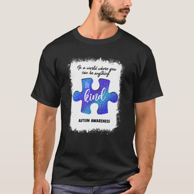 Camiseta Seja Gentil Azul Peça de Puzzle Conscientização do (Frente)