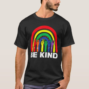 Camiseta Seja gentil com a linguagem de sinais falando no R