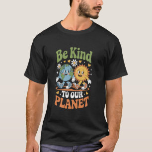 Camiseta Seja Gentil com o Nosso Planeta Retro Dia da Terra