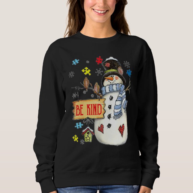 Camiseta Seja gentil com o Quebra-cabeça do boneco de neve  (Frente)