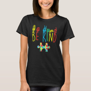 Camiseta Seja gentil com o símbolo da mão Autismo com consc