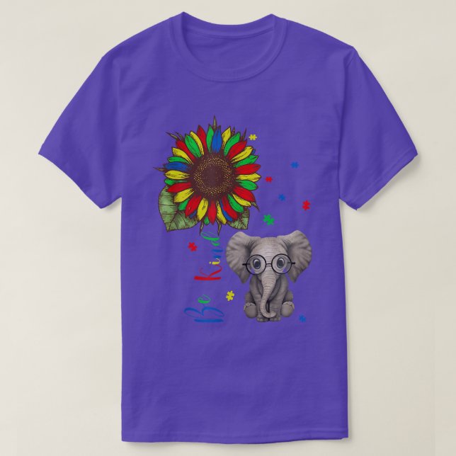 Camiseta Seja gentil com peças de Quebra-cabeça de elefante (Frente do Design)