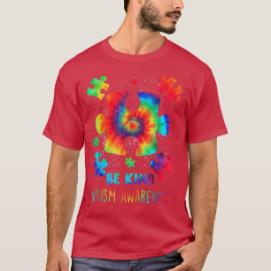 Camiseta Seja gentil com peças Quebra-cabeça Tie Dye Autism