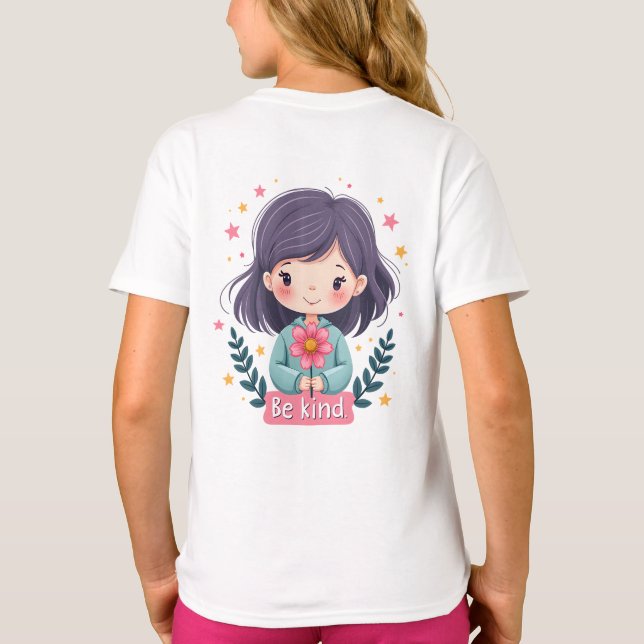 Camiseta Seja gentil com uma garota bonita com arte positiv (Verso)
