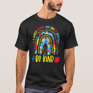 Camiseta Seja Gentil Consciência do Autismo Arco-íris Puzzl