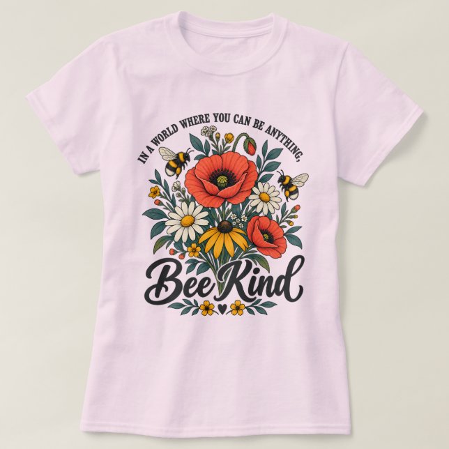 Camiseta Seja Gentil e Flores Silvestres (Frente do Design)