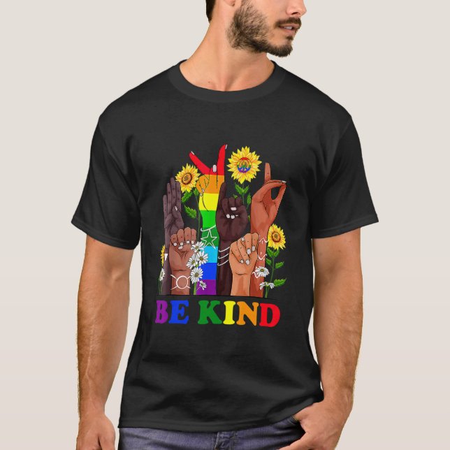 Camiseta Seja gentil em linguagem de sinais falando Lgbtq G (Frente)