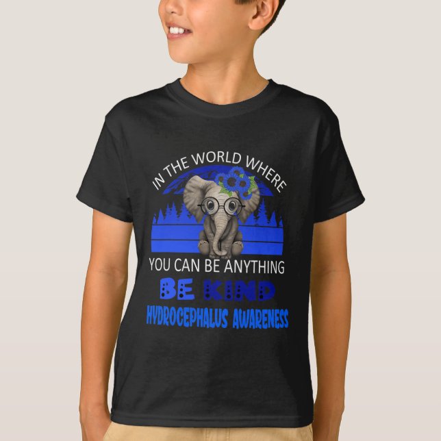 Camiseta Seja gentil Hidrocefalia, Elephant Retro Baixo (Frente)