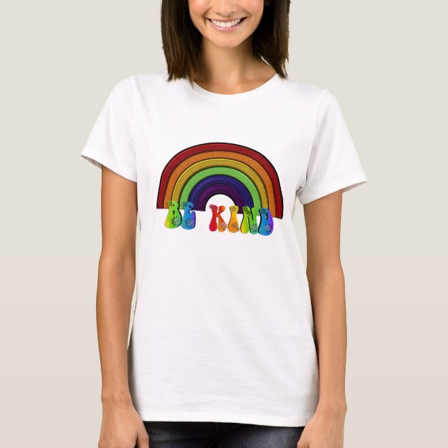 Camiseta Seja Gentil Positividade Arco-íris LGBTQ+ (Frente)