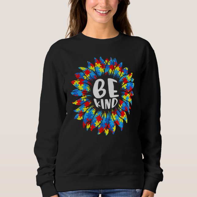 Camiseta Seja gentil Quebra-cabeça de girassol Piece Autism (Frente)