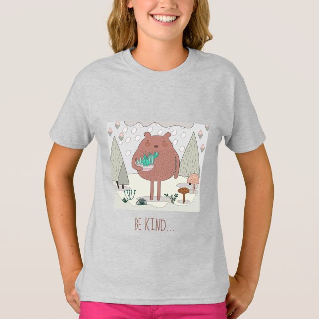 Camiseta Seja gentil... Urso Natureza Cute Carrinho (Frente)