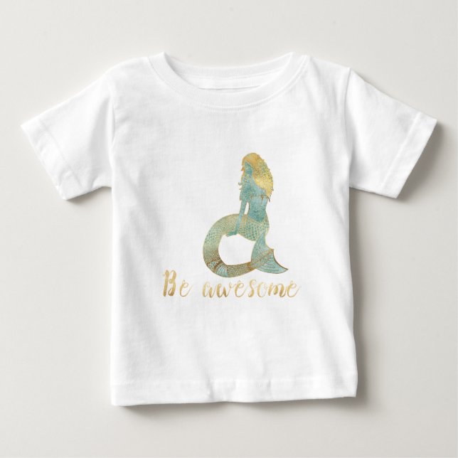 Camiseta Seja Incrível Dourado Água Brilho Sereia (Frente)
