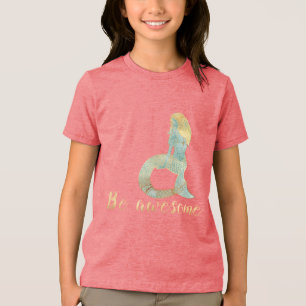Camiseta Seja Incrivelmente Dourada Aqua Sparkle Mermaid