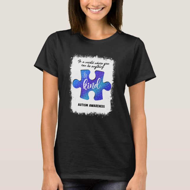 Camiseta Seja Kind Blue Quebra-cabeça Piece Autismo Consciê (Frente)