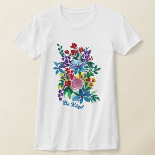 Camiseta Seja Kind Watercolor Floral Inspirational T Shirt