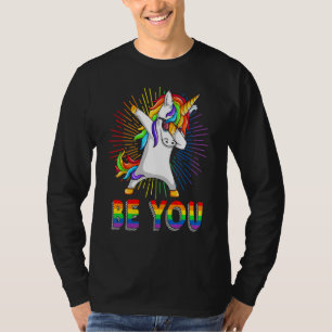 Camiseta Seja Lgbt Gay Lésbica Você Dabbing Unicorn Pride A
