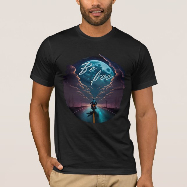 Camiseta Seja livre | Motociclismo de lua (Frente)