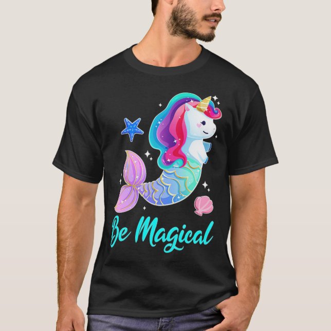 Camiseta Seja Mágica Sereia de Unicórnio Esquadrão Mermicor (Frente)