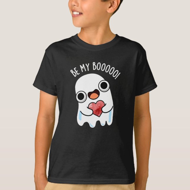 Camiseta Seja Meu Boo Engraçado Fantasma Escuro BG (Frente)