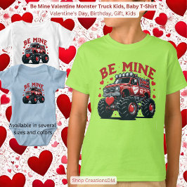 Camiseta Seja Meu Monstro de Caminhão de Coração para Crian