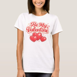 Camiseta Seja Meu Namorado Tipografia de Corações Vermelhos