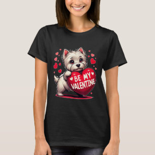 Camiseta Seja Meu Westie Cachorro Coração no Dia dos Namora
