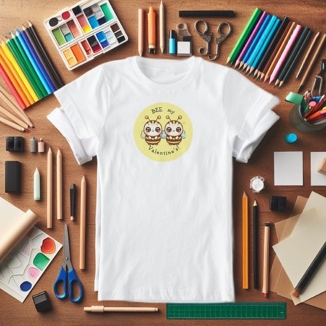Camiseta Seja minha namorada  (Valentine's Day fun tee shirt for girls. "BEE my Valentine's!")