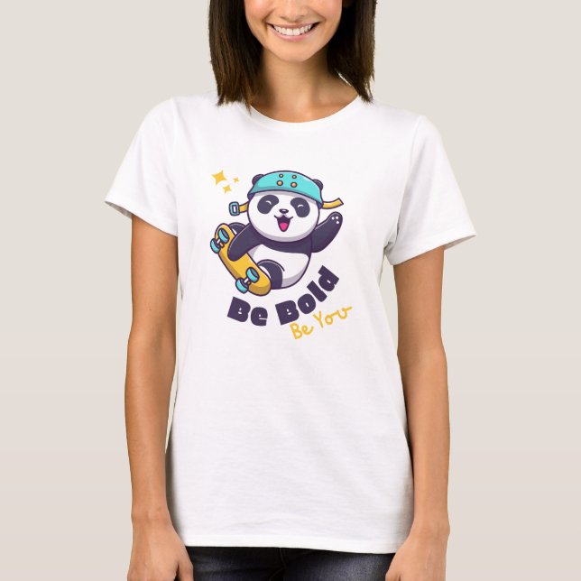 Camiseta Seja Negrito, Seja Você: Panda Skate Design (Frente)