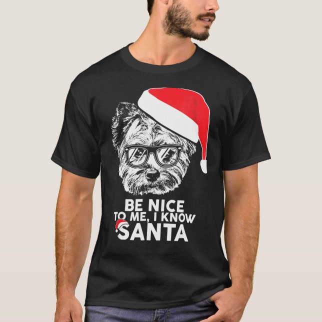 Camiseta Seja Nice Yorkshire Terrier Natal Xmas (Frente)