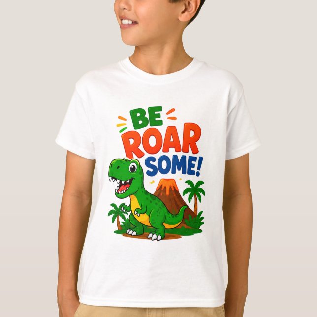 Camiseta 🦖 Seja Rugido algum Presente de Dinossauro para C (Frente)