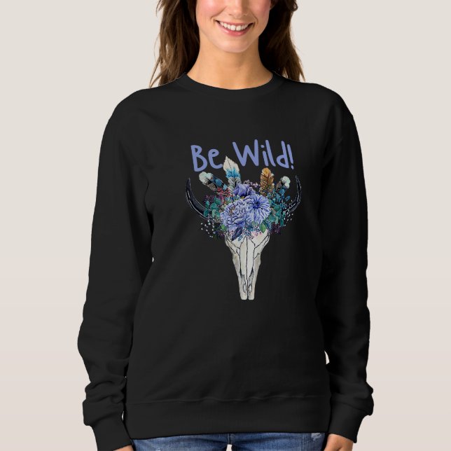 Camiseta Seja Selvagem no Estilo Sudoeste com Caveira (Frente)