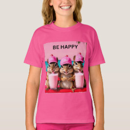 Camiseta Seja sorvete de morango rosa feliz