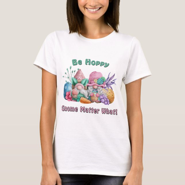 Camiseta Seja um Gnome Feliz Nesta Páscoa (Frente)
