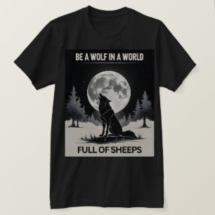 Camiseta Seja um lobo em um Cheio mundial de ovelhas" - Lua