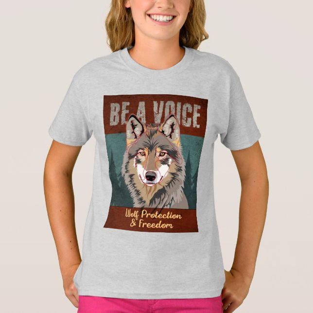 Camiseta Seja uma voz - Proteção e Liberdade do Lobo (Frente)