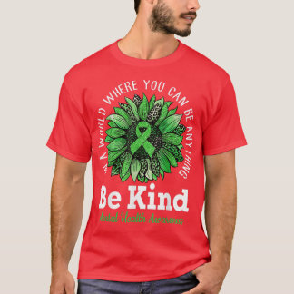 Camiseta Seja verde Fita Sunflower Mental Health Aware