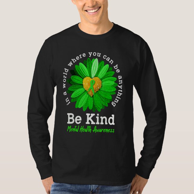 Camiseta Seja verde Fita Sunflower Mental Health Aware (Frente)