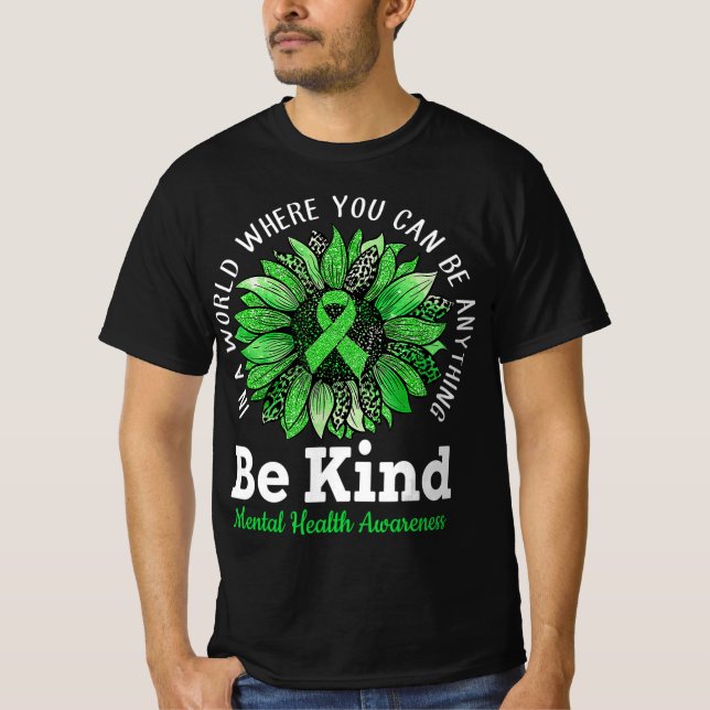 Camiseta Seja verde Fita Sunflower Mental Health Aware (Frente)