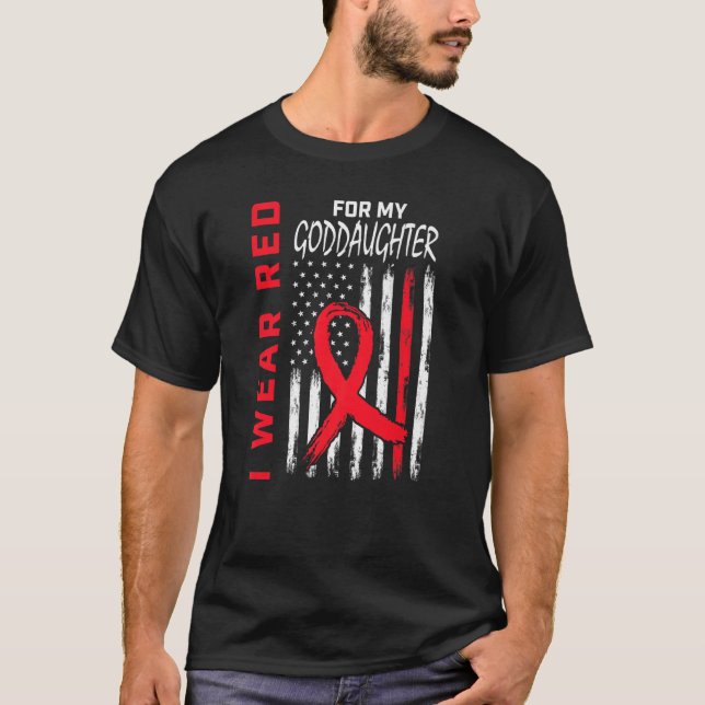 Camiseta Seja Vermelho Para A Sensibilização Para A Doença  (Frente)