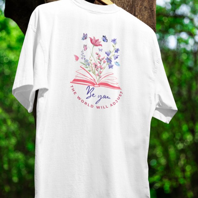 Camiseta Seja você Boho Wildflower e Livro (Criador carregado)
