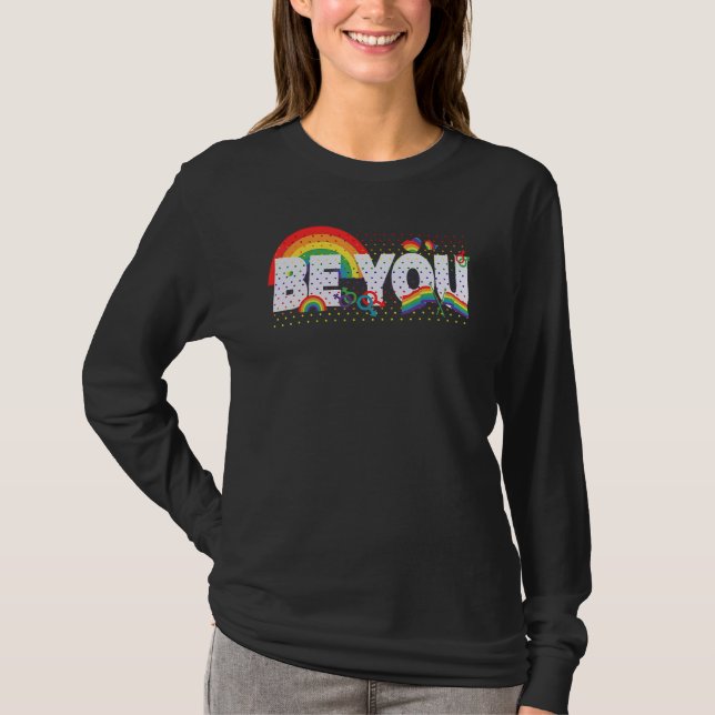 Camiseta Seja Você Lgbt Orgulho gay Arco-Íris Cor Sinalizad (Frente)