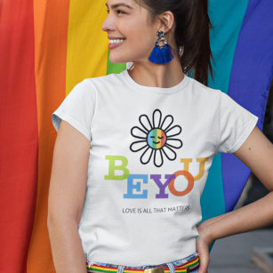 Camiseta Seja você LGBT Orgulho Sol Rosto Arco-Íris