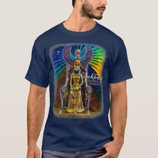Camiseta Sekhmet Lioness Egípcia Deusa de Curar Texto