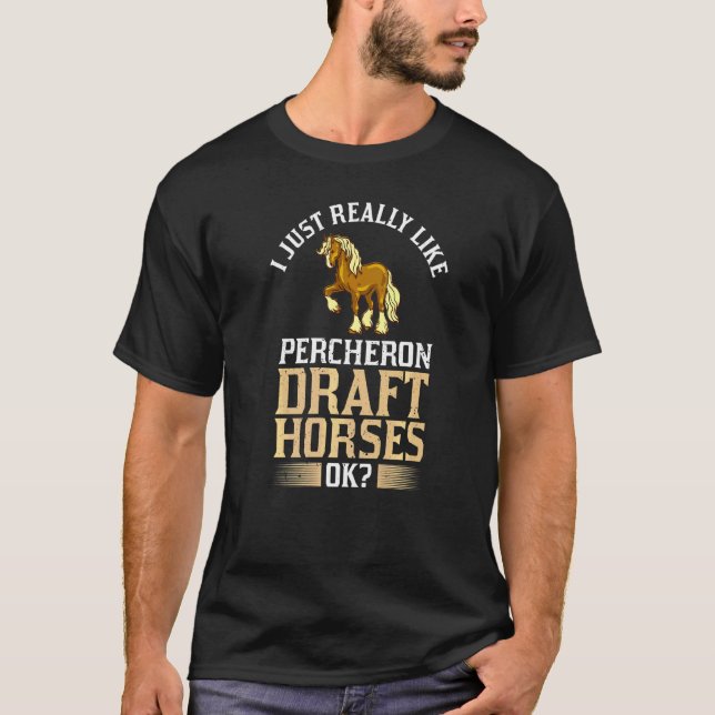 Camiseta Sela de Montar Cavalo de Raça Percheron (Frente)