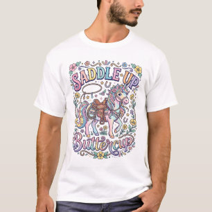 Camiseta Sela de Unicórnio Acomoda-se Borboleta Colorido Fu