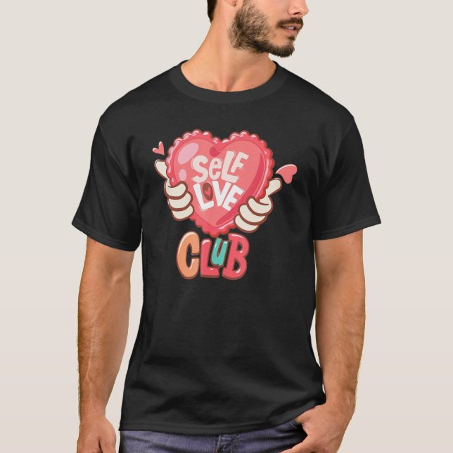 Camiseta Self Love Club Retro Heart Hand Happy Valentines D (Frente)