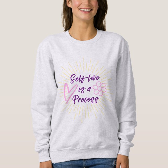 Camiseta Self Love é um Sweatshirt Purple e Rosa (Frente)